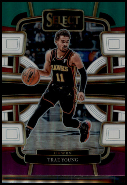 2023-24 Panini Select #43 Trae Young Tri-Color Prizms