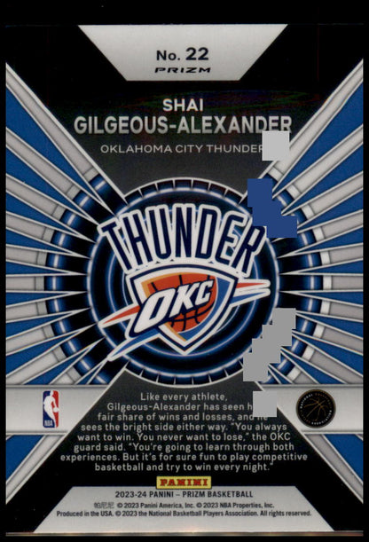 2023-24 Panini Prizm #22 Shai Gilgeous-Alexander Dominance Prizms Silver