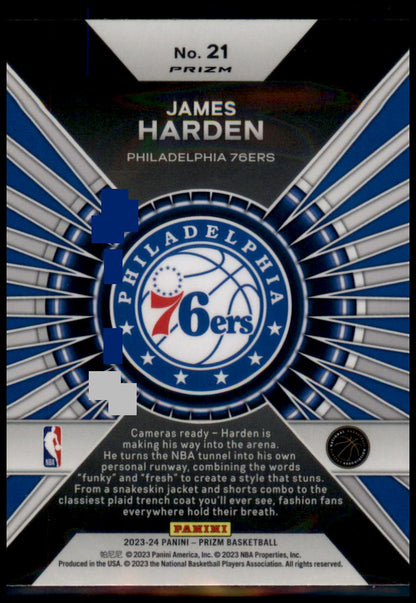 2023-24 Panini Prizm #21 James Harden Dominance Prizms Silver