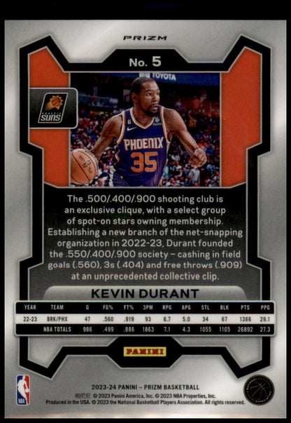 2023-24 Panini Prizm #5 Kevin Durant Prizms Silver