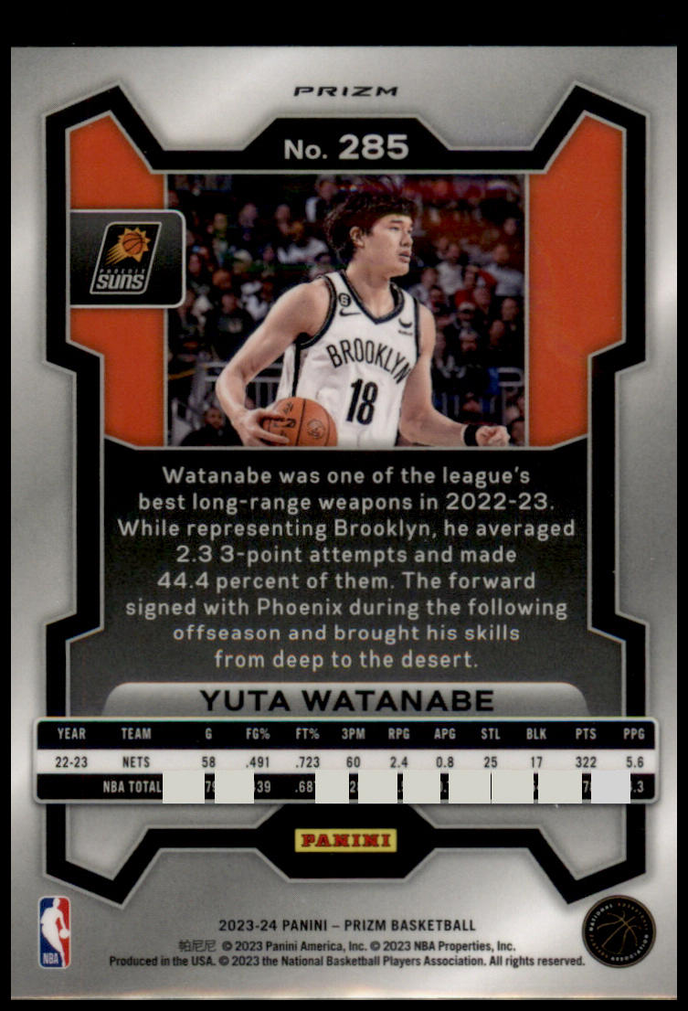 2023-24 Panini Prizm #285 Yuta Watanabe Prizms Silver