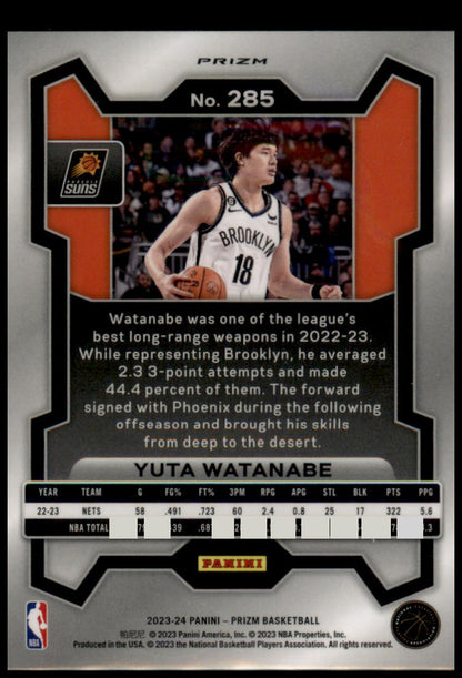 2023-24 Panini Prizm #285 Yuta Watanabe Prizms Silver