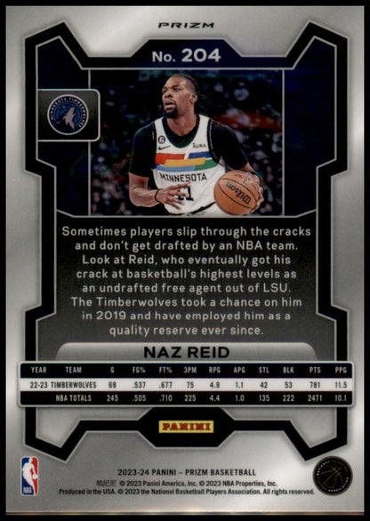 2023-24 Panini Prizm #204 Naz Reid Prizms Silver