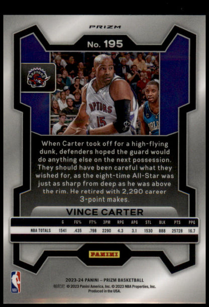 2023-24 Panini Prizm #195 Vince Carter Prizms Silver