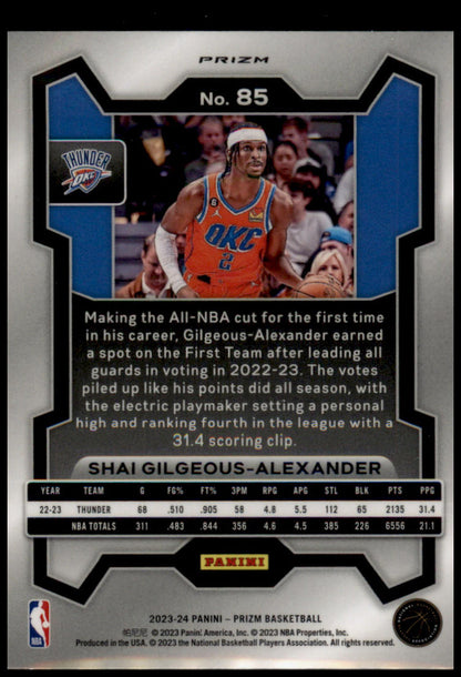 2023-24 Panini Prizm #85 Shai Gilgeous-Alexander Prizms Silver