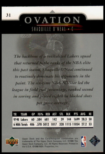 1998-99 Upper Deck Ovation #31 Shaquille O'Neal