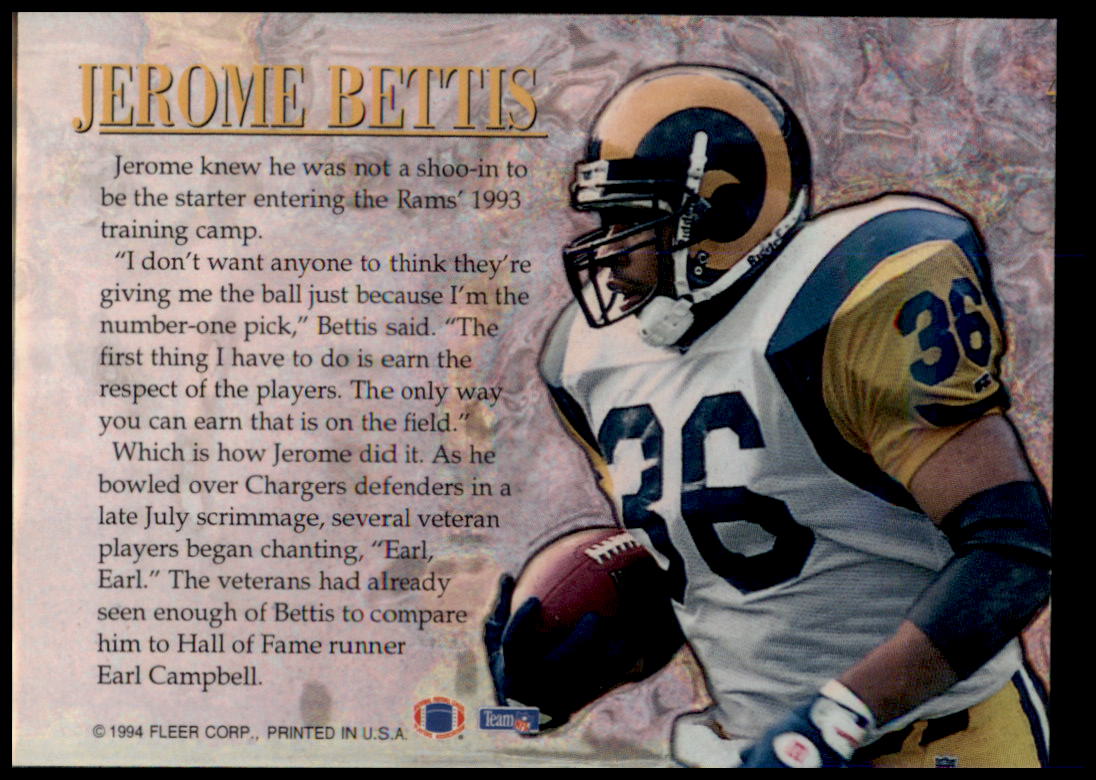 1994 Fleer #1 Jerome Bettis Jerome Bettis: Rookie of the Year