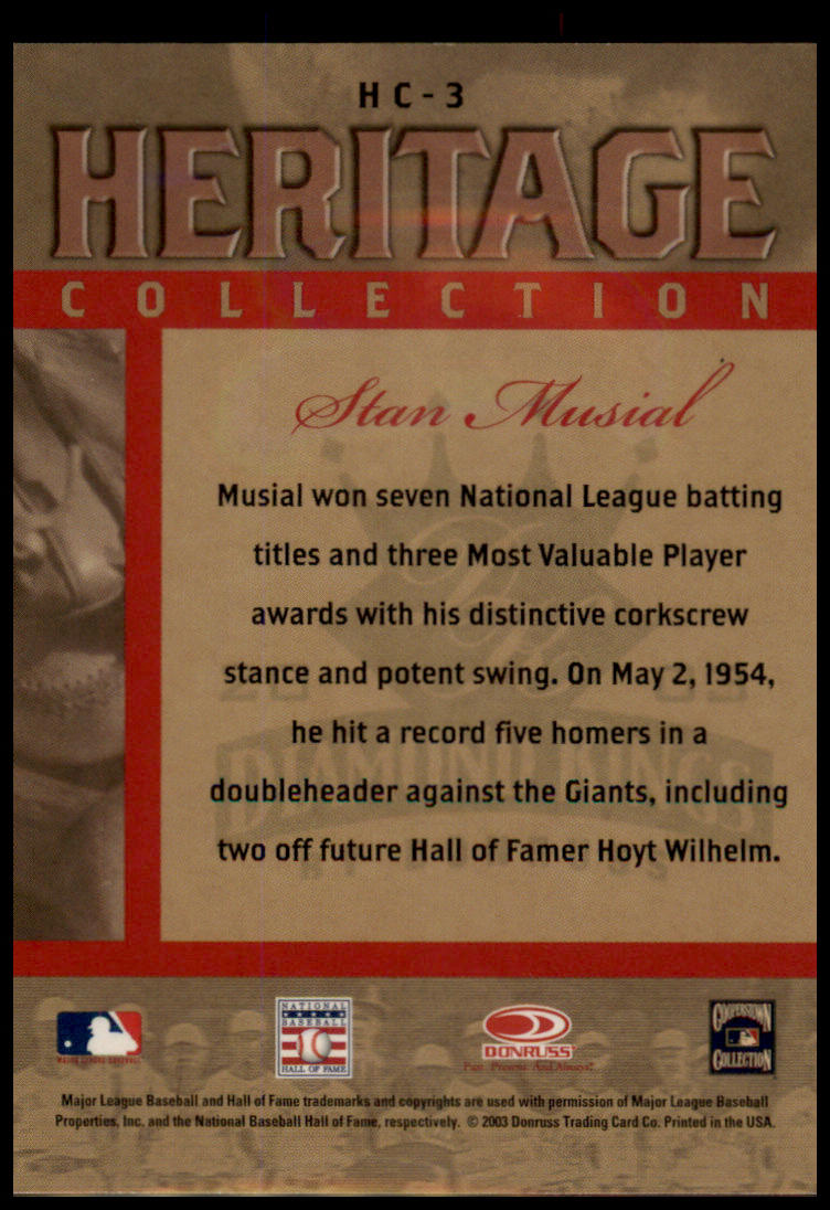 2003 Donruss Diamond Kings #HC-3 Stan Musial Heritage Collection