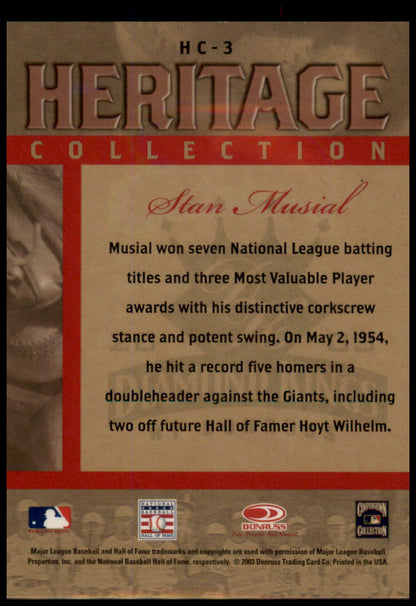 2003 Donruss Diamond Kings #HC-3 Stan Musial Heritage Collection