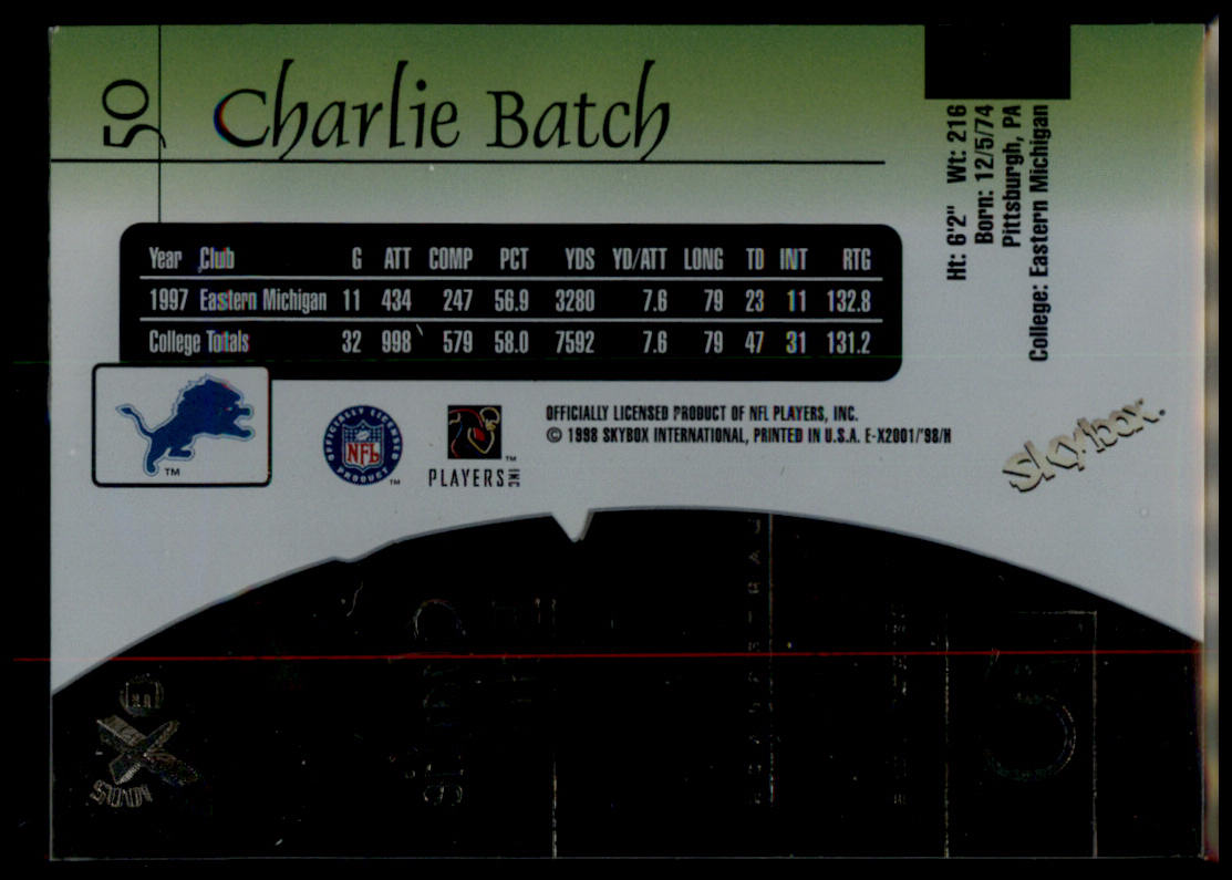 1998 SkyBox E-X2001 #50 Charlie Batch