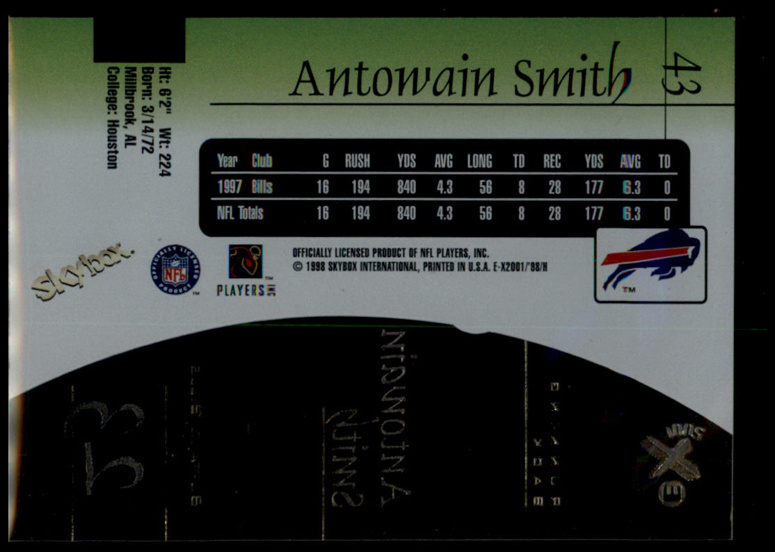 1998 SkyBox E-X2001 #43 Antowain Smith