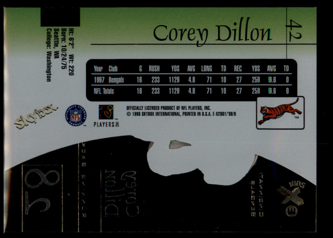 1998 SkyBox E-X2001 #42 Corey Dillon