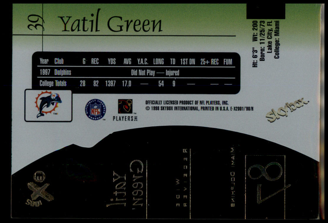 1998 SkyBox E-X2001 #39 Yatil Green