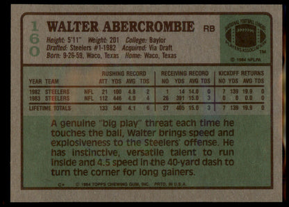 1984 Topps #160c Walter Abercrombie