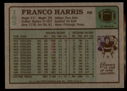 1984 Topps #165 Franco Harris