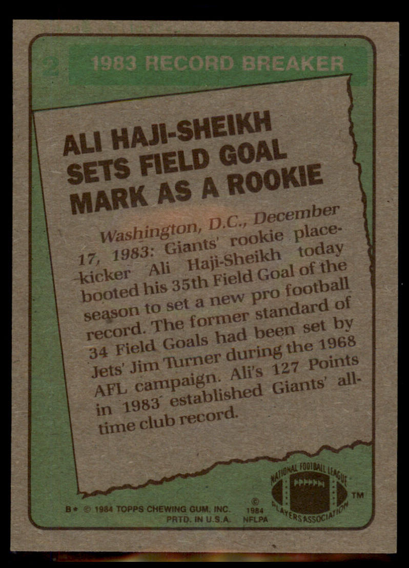 1984 Topps #2 Ali Haji-Sheikh