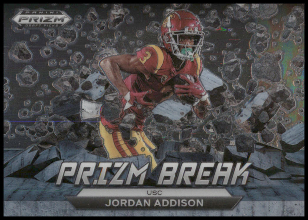 2023 Panini Prizm Draft Picks Prizm Break Jordan Addison #PB-8 RC Vikings