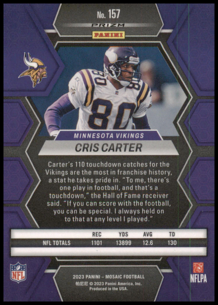 2023 Mosaic Yellow Prizm Cris Carter