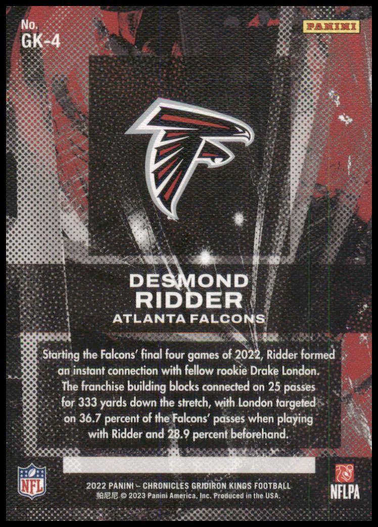 2022 Chronicles Gridiron King Rookie Desmond Ridder