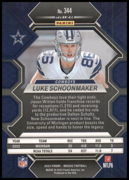 2023 Mosaic Yellow Prizm Rookie Luke Schoonmaker