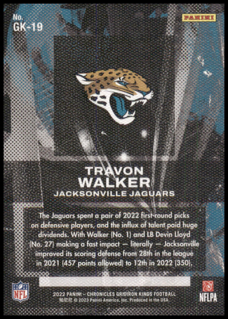 2022 Chronicles Gridiron Kings Rookie Travon Walker