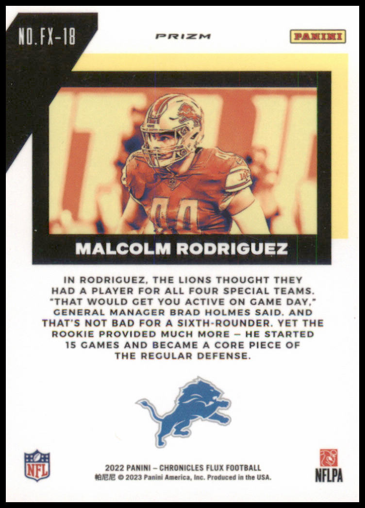 2022 Chronicles Flux Silver Prizm Rookie Malcolm Rodriguez