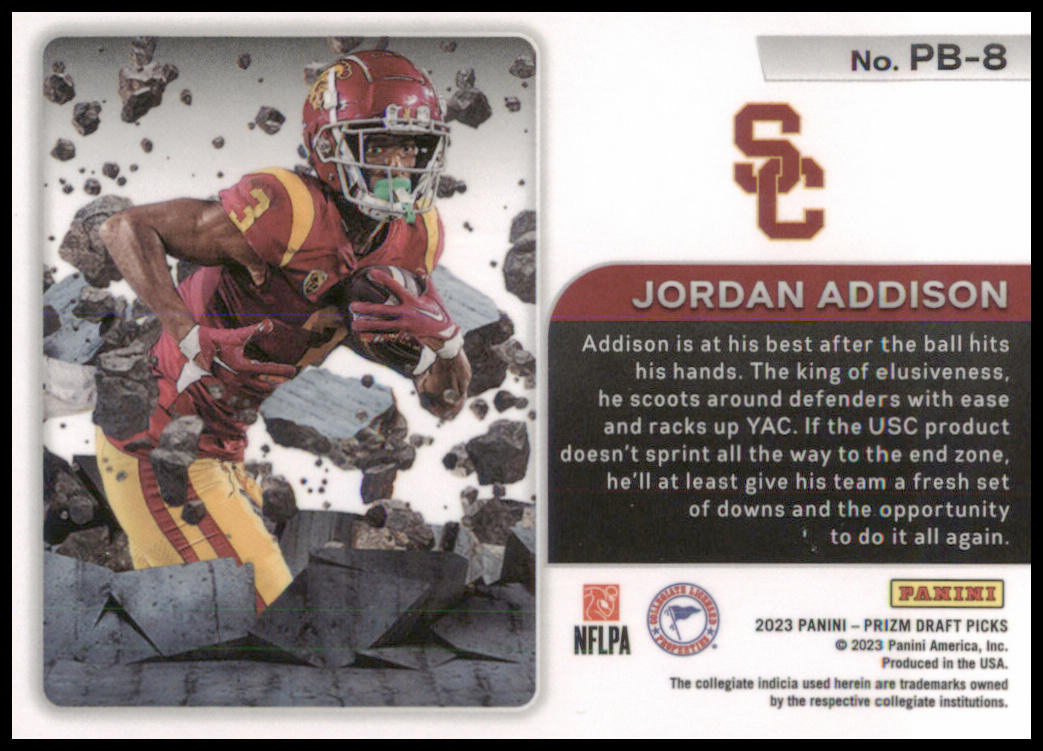 2023 Panini Prizm Draft Picks Prizm Break Jordan Addison #PB-8 RC Vikings