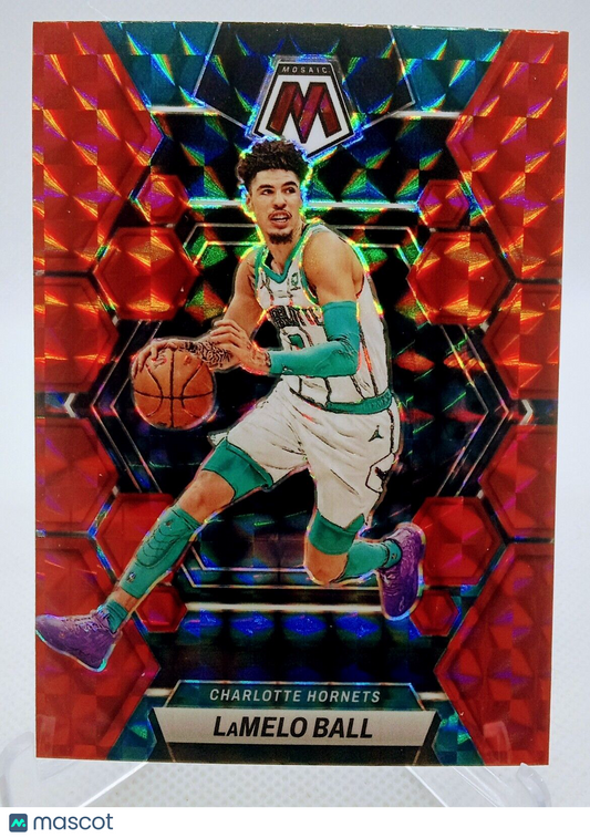 2022-23 PANINI MOSAIC LAMELO BALL RED MOSAIC PRIZM #151 CHARLOTTE HORNETS