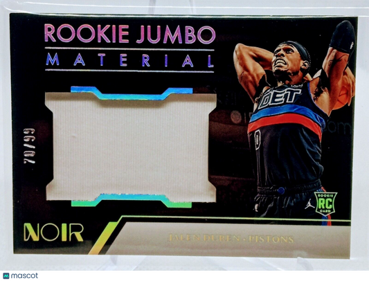 2022-23 Panini Noir Basketball Rookie Jumbo Material Jalen Duren RC Patch /99