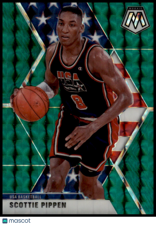 2019-20 Panini Mosaic #256 Scottie Pippen Green Prizm