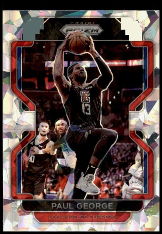 Paul george 2021-22 panini prizm #220 silver ice prizm los angeles clippers