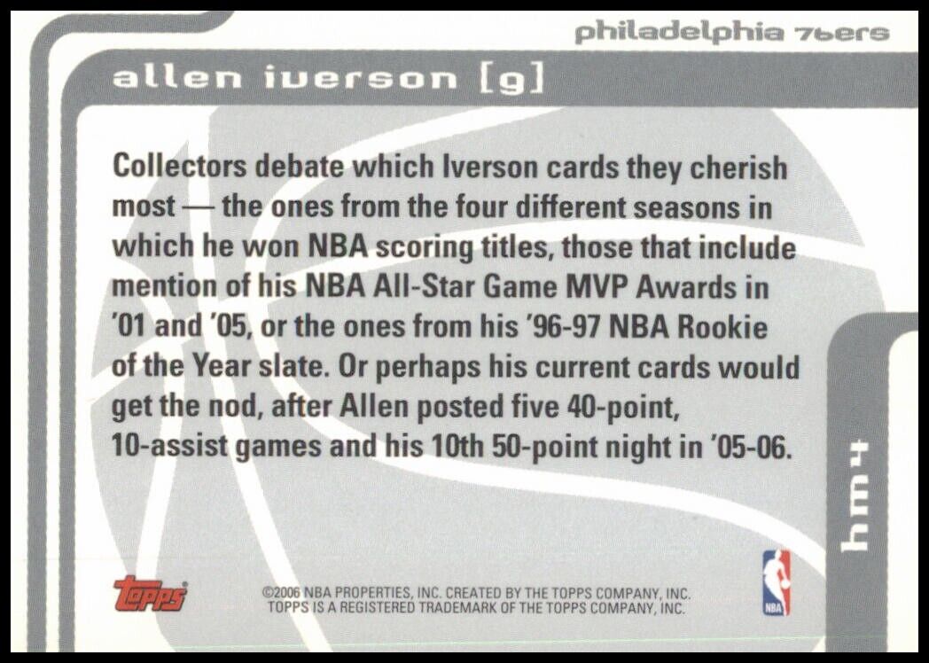 2006-07 topps hobby masters allen iverson