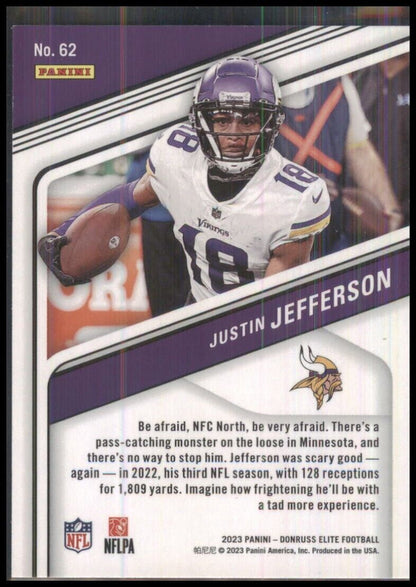 Justin jefferson 2023 panini donruss elite football green disco parallel