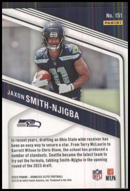 2023 panini donruss elite jaxon smith-njigba rc rookie green disco parallel