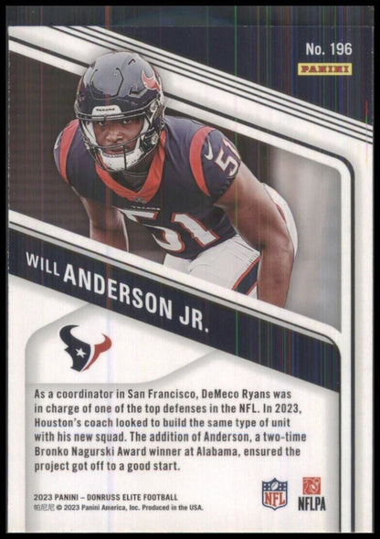 2023 donruss elite will anderson jr green disco rookie houston texans rc