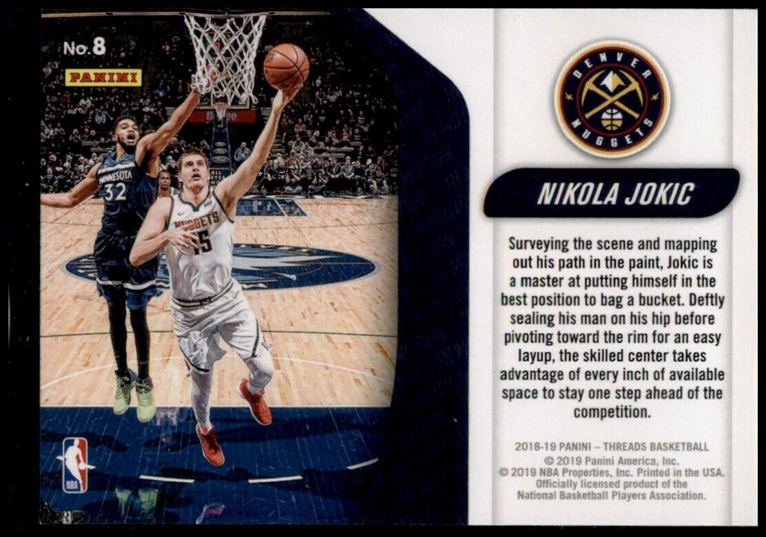 2018-19 Panini Threads In Motion Dazzle #8 Nikola Jokic Denver Nuggets