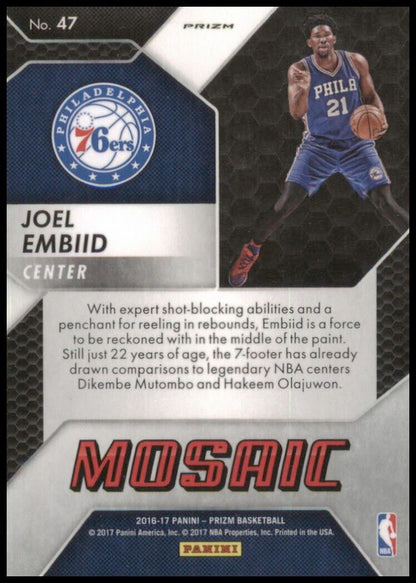 2016-17 panini prizm mosaic red joel embiid #47