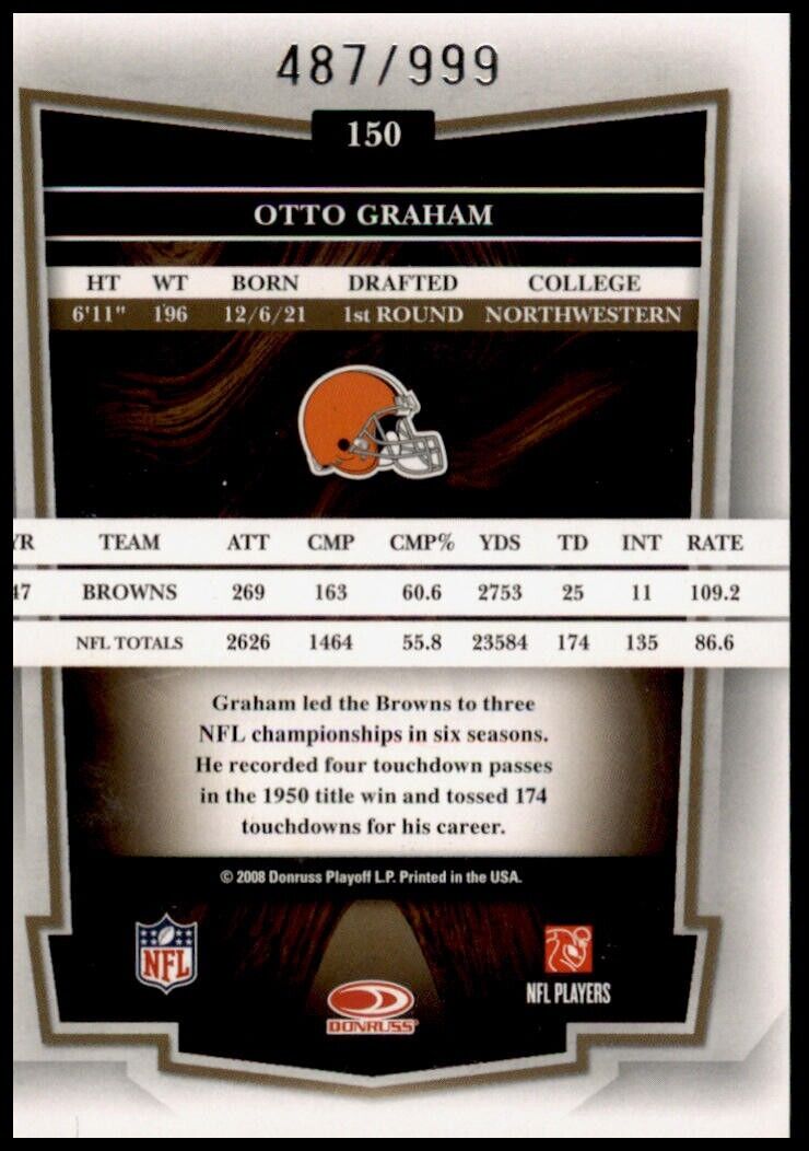 2008 donruss classics #150 otto graham timeless tributes #/999 cleveland browns