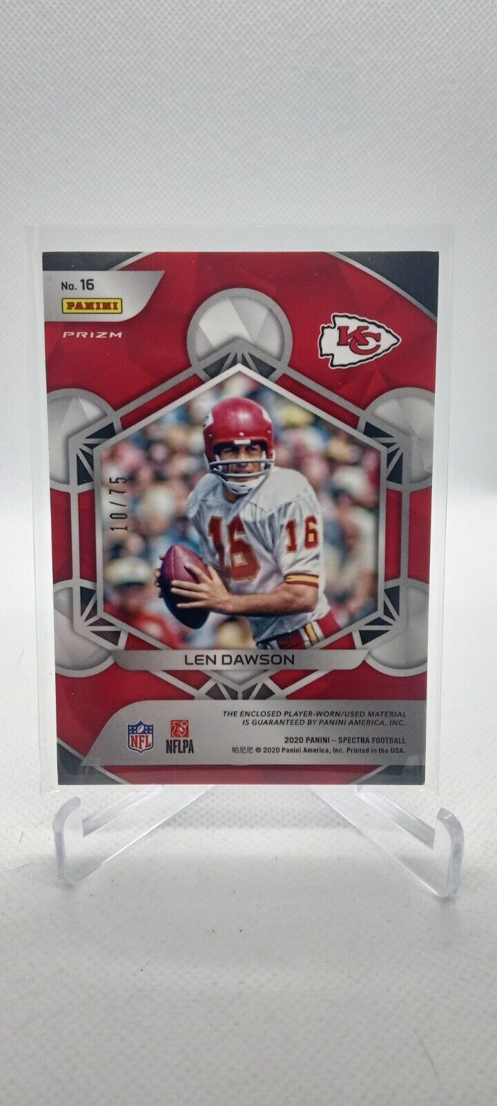 2020 Panini Spectra Len Dawson Epic Legends Jersey Relic Hyper Prizm # /75