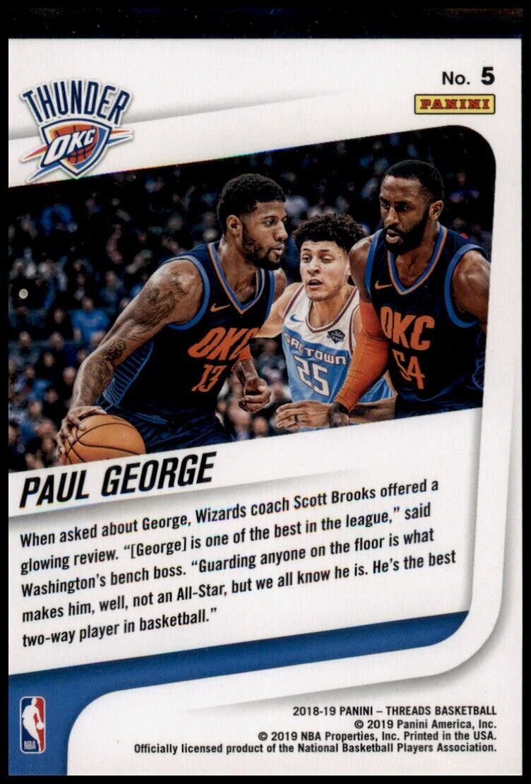 2018-19 Panini Threads Swingmen Dazzle Paul George #5 Oklahoma City Thunder